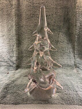 Rare Daum France Clear Crystal Christmas Tree Sculpture Figurine 9" Boxed